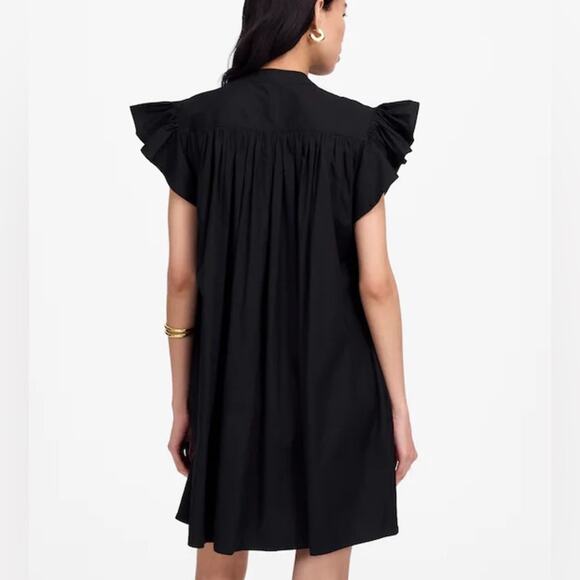 Madewell Flutter Sleeve Button-Front Mini Dress in Poplin in black Size XS - Picture 10 of 10